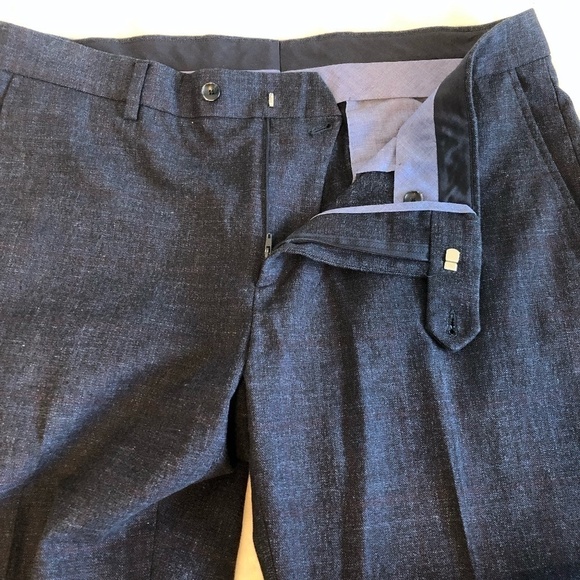 NORDSTROM SIGNATURE Pants Men's Size 36 Waist Blue Subtle Stripes Made In Italy - Picture 1 of 14